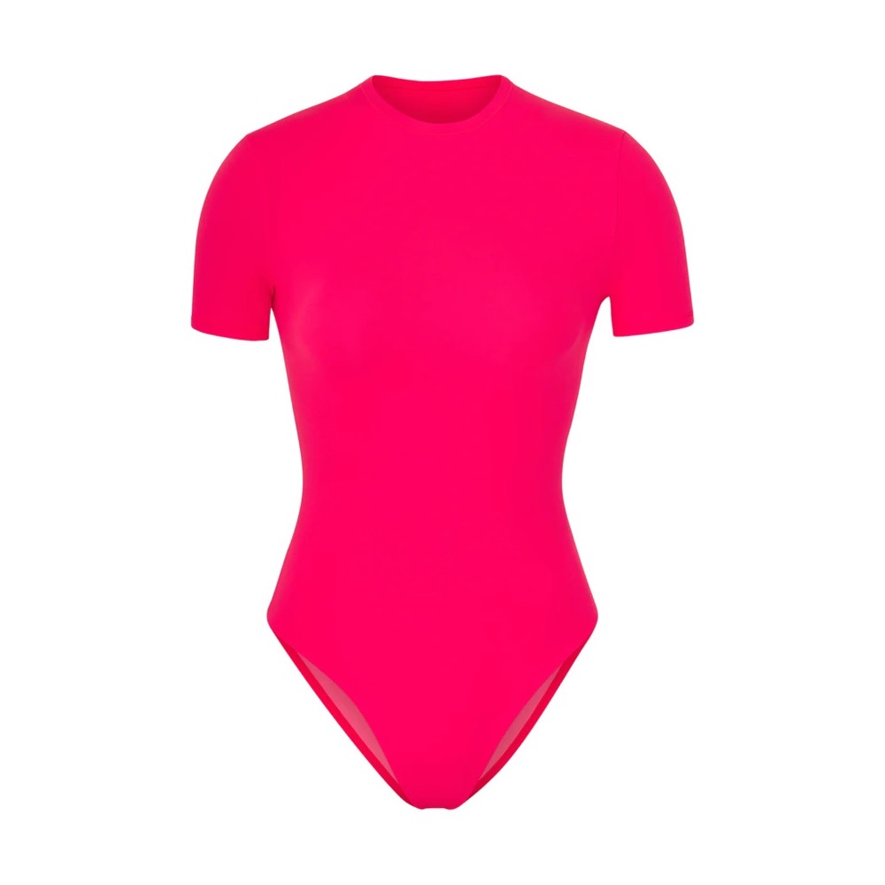 SKIMS essential bodysuit neon pink